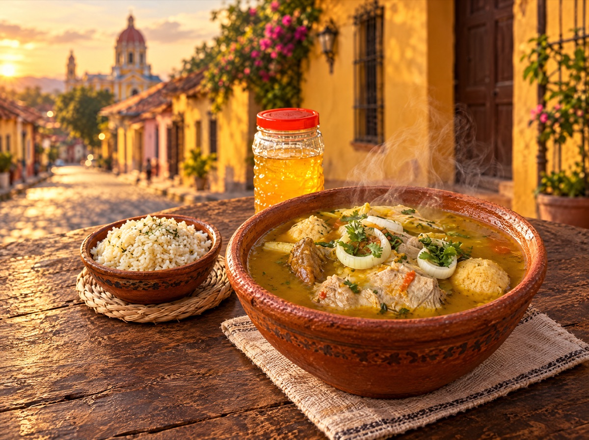 Sopa de pollo con albóndigas